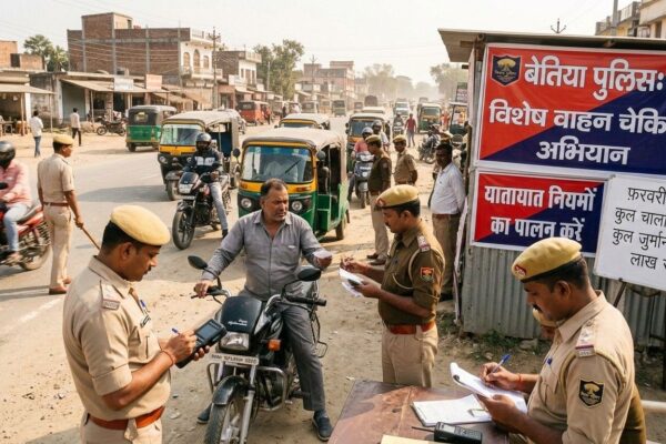 Bihar news : फरवरी 2026 में बेतिया पुलिस की सख्त कार्रवाई, 4609 वाहनों का चालान; 79.61 लाख रुपये जुर्माना वसूला
